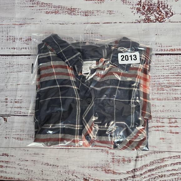 Beach Lunch Lounge Women Charley Top L Plaid Button Shirt Earthy Castlerock NWT - Picture 12 of 12